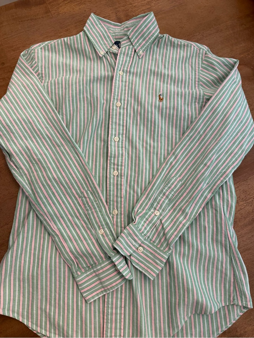 Ralph Lauren Mint Green & Pink Stripe Button-Down Shirt